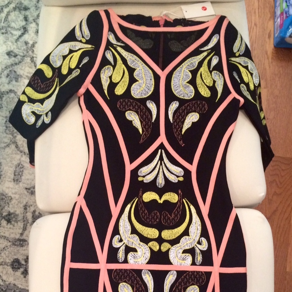 FLORAL EMBROIDERED BODYCON DRESS